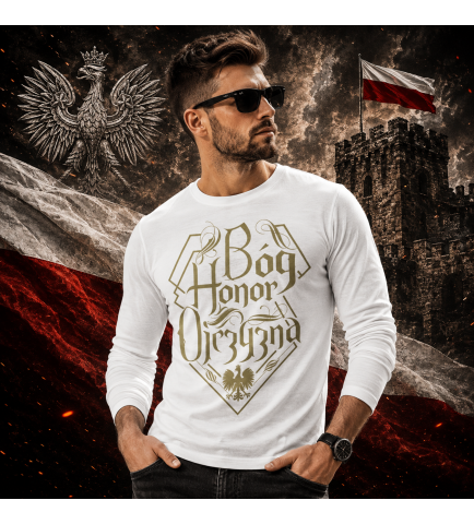 LONGSLEEVE PATRIOTYCZNY  B-H-O NAPIS PIASKOWY